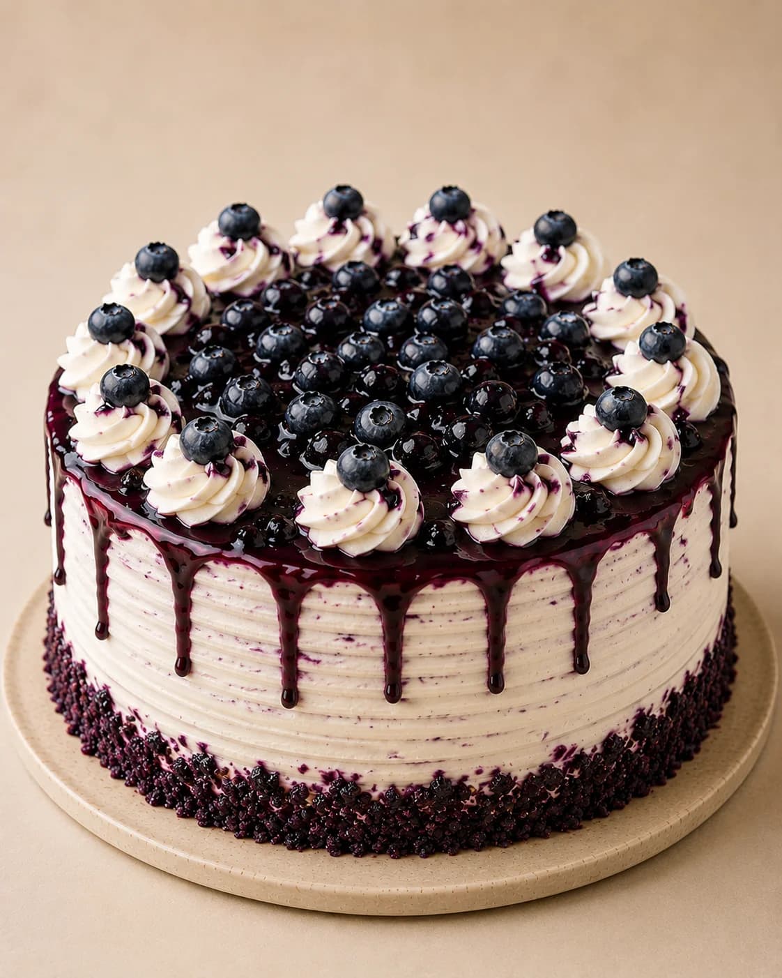 American Blueberry. Compote in the layers, whole fruit piled on the top.