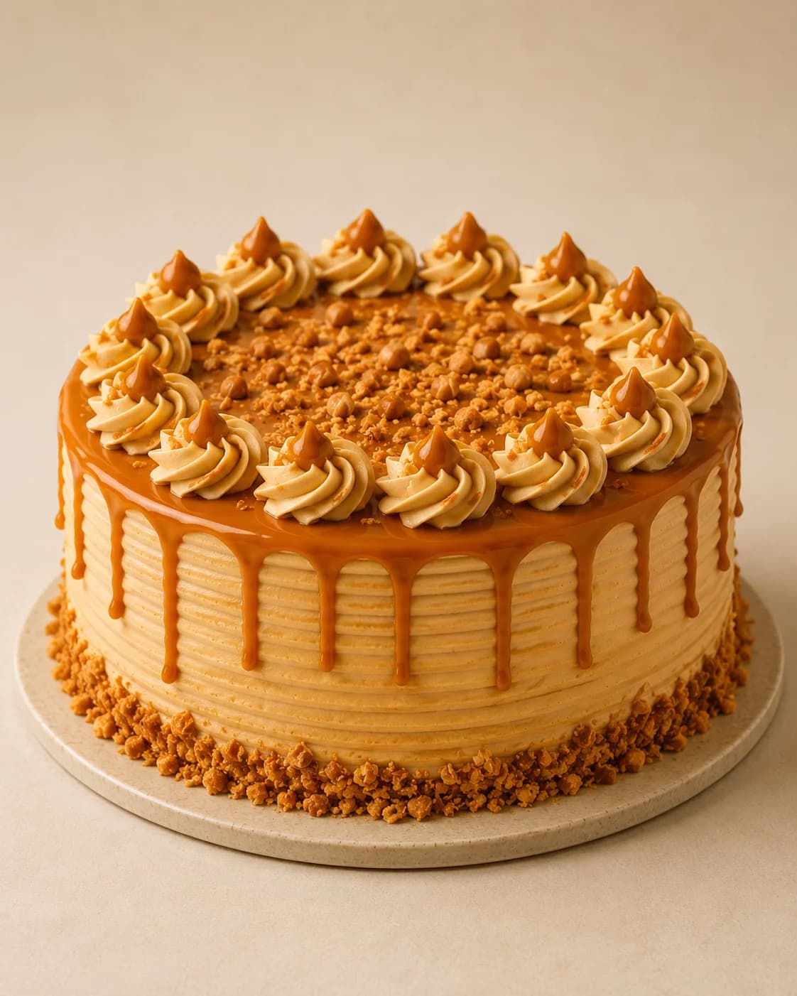 Caramel Butterscotch. Caramel poured warm, so it runs a little before it sets.